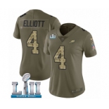 Women's Nike Philadelphia Eagles #4 Jake Elliott Limited Olive Camo 2017 Salute to Service Super Bowl LII NFL Jersey