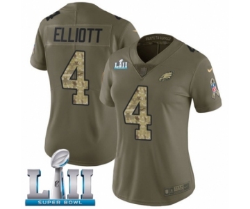 Women's Nike Philadelphia Eagles #4 Jake Elliott Limited Olive Camo 2017 Salute to Service Super Bowl LII NFL Jersey