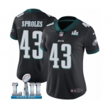 Women's Nike Philadelphia Eagles #43 Darren Sproles Black Alternate Vapor Untouchable Limited Player Super Bowl LII NFL Jersey