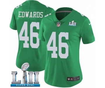 Women's Nike Philadelphia Eagles #46 Herman Edwards Limited Green Rush Vapor Untouchable Super Bowl LII NFL Jersey