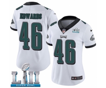 Women's Nike Philadelphia Eagles #46 Herman Edwards White Vapor Untouchable Limited Player Super Bowl LII NFL Jersey