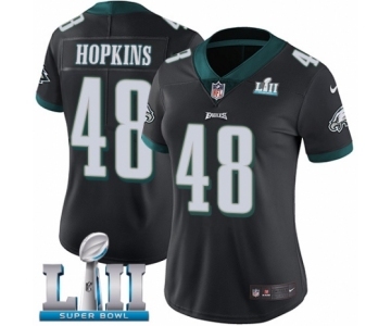 Women's Nike Philadelphia Eagles #48 Wes Hopkins Black Alternate Vapor Untouchable Limited Player Super Bowl LII NFL Jersey