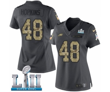 Women's Nike Philadelphia Eagles #48 Wes Hopkins Limited Black 2016 Salute to Service Super Bowl LII NFL Jersey
