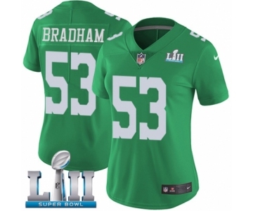 Women's Nike Philadelphia Eagles #53 Nigel Bradham Limited Green Rush Vapor Untouchable Super Bowl LII NFL Jersey