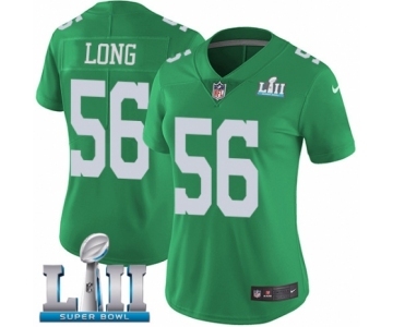 Women's Nike Philadelphia Eagles #56 Chris Long Limited Green Rush Vapor Untouchable Super Bowl LII NFL Jersey