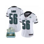 Womens Nike Philadelphia Eagles #56 Chris Long White Super Bowl LII Champions Stitched NFL Vapor Untouchable Limited Jersey