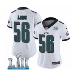 Women's Nike Philadelphia Eagles #56 Chris Long White Vapor Untouchable Limited Player Super Bowl LII NFL Jersey