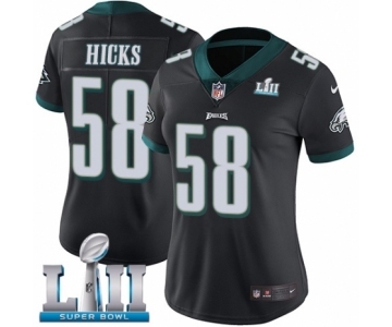 Women's Nike Philadelphia Eagles #58 Jordan Hicks Black Alternate Vapor Untouchable Limited Player Super Bowl LII NFL Jersey