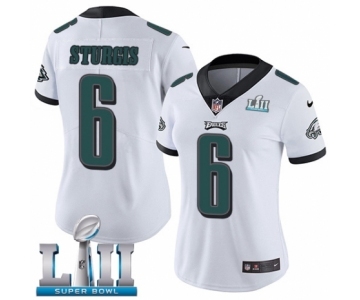 Women's Nike Philadelphia Eagles #6 Caleb Sturgis White Vapor Untouchable Limited Player Super Bowl LII NFL Jersey