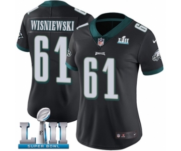 Women's Nike Philadelphia Eagles #61 Stefen Wisniewski Black Alternate Vapor Untouchable Limited Player Super Bowl LII NFL Jersey
