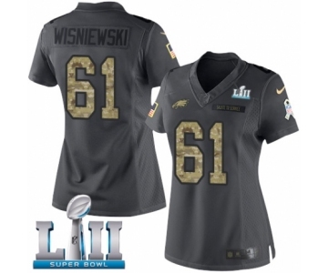 Women's Nike Philadelphia Eagles #61 Stefen Wisniewski Limited Black 2016 Salute to Service Super Bowl LII NFL Jersey