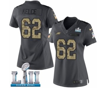 Women's Nike Philadelphia Eagles #62 Jason Kelce Limited Black 2016 Salute to Service Super Bowl LII NFL Jersey