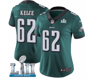 Women's Nike Philadelphia Eagles #62 Jason Kelce Midnight Green Team Color Vapor Untouchable Limited Player Super Bowl LII NFL Jersey