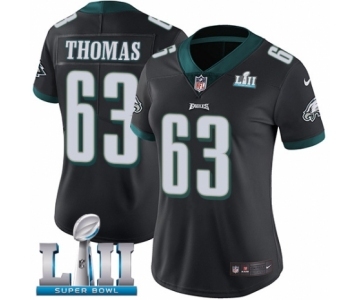 Women's Nike Philadelphia Eagles #63 Dallas Thomas Black Alternate Vapor Untouchable Limited Player Super Bowl LII NFL Jersey