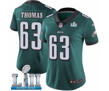 Women's Nike Philadelphia Eagles #63 Dallas Thomas Midnight Green Team Color Vapor Untouchable Limited Player Super Bowl LII NFL Jersey