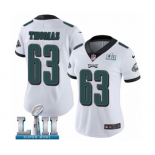 Women's Nike Philadelphia Eagles #63 Dallas Thomas White Vapor Untouchable Limited Player Super Bowl LII NFL Jersey
