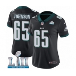 Women's Nike Philadelphia Eagles #65 Lane Johnson Black Alternate Vapor Untouchable Limited Player Super Bowl LII NFL Jersey