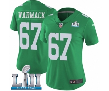 Women's Nike Philadelphia Eagles #67 Chance Warmack Limited Green Rush Vapor Untouchable Super Bowl LII NFL Jersey