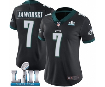 Women's Nike Philadelphia Eagles #7 Ron Jaworski Black Alternate Vapor Untouchable Limited Player Super Bowl LII NFL Jersey
