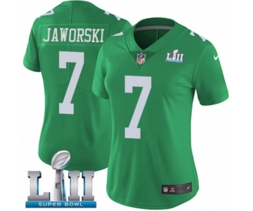 Women's Nike Philadelphia Eagles #7 Ron Jaworski Limited Green Rush Vapor Untouchable Super Bowl LII NFL Jerse