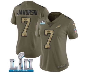 Women's Nike Philadelphia Eagles #7 Ron Jaworski Limited Olive Camo 2017 Salute to Service Super Bowl LII NFL Jerse