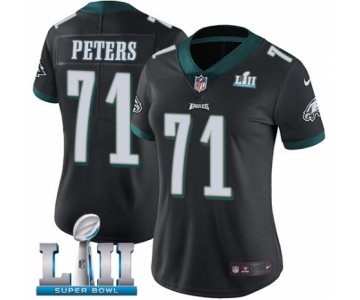 Women's Nike Philadelphia Eagles #71 Jason Peters Black Alternate Vapor Untouchable Limited Player Super Bowl LII NFL Jersey