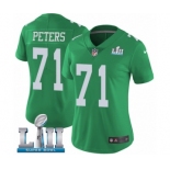 Women's Nike Philadelphia Eagles #71 Jason Peters Limited Green Rush Vapor Untouchable Super Bowl LII NFL Jersey