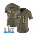 Women's Nike Philadelphia Eagles #71 Jason Peters Limited Olive Camo 2017 Salute to Service Super Bowl LII NFL Jersey