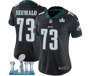 Women's Nike Philadelphia Eagles #73 Isaac Seumalo Black Alternate Vapor Untouchable Limited Player Super Bowl LII NFL Jersey