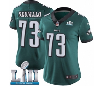 Women's Nike Philadelphia Eagles #73 Isaac Seumalo Midnight Green Team Color Vapor Untouchable Limited Player Super Bowl LII NFL Jersey