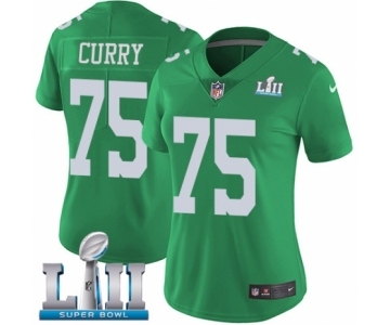 Women's Nike Philadelphia Eagles #75 Vinny Curry Limited Green Rush Vapor Untouchable Super Bowl LII NFL Jersey