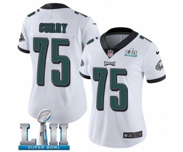 Women's Nike Philadelphia Eagles #75 Vinny Curry White Vapor Untouchable Limited Player Super Bowl LII NFL Jersey