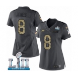Women's Nike Philadelphia Eagles #8 Donnie Jones Limited Black 2016 Salute to Service Super Bowl LII NFL Jersey