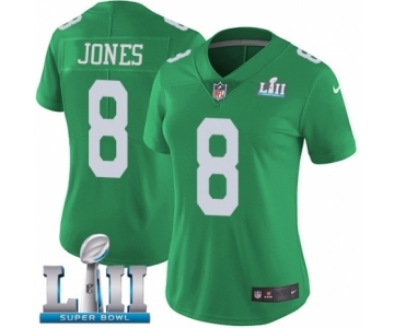 Women's Nike Philadelphia Eagles #8 Donnie Jones Limited Green Rush Vapor Untouchable Super Bowl LII NFL Jersey
