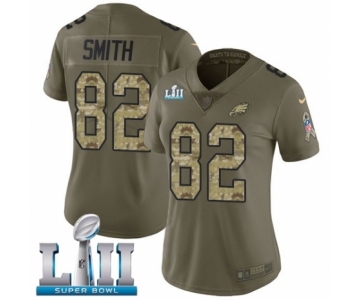 Women's Nike Philadelphia Eagles #82 Torrey Smith Limited Olive Camo 2017 Salute to Service Super Bowl LII NFL Jersey