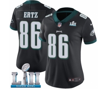 Women's Nike Philadelphia Eagles #86 Zach Ertz Black Alternate Vapor Untouchable Limited Player Super Bowl LII NFL Jersey