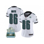 Womens Nike Philadelphia Eagles #86 Zach Ertz White Super Bowl LII Champions Stitched NFL Vapor Untouchable Limited Jersey