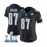 Women's Nike Philadelphia Eagles #87 Brent Celek Black Alternate Vapor Untouchable Limited Player Super Bowl LII NFL Jersey