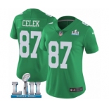 Women's Nike Philadelphia Eagles #87 Brent Celek Limited Green Rush Vapor Untouchable Super Bowl LII NFL Jersey