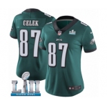 Women's Nike Philadelphia Eagles #87 Brent Celek Midnight Green Team Color Vapor Untouchable Limited Player Super Bowl LII NFL Jersey