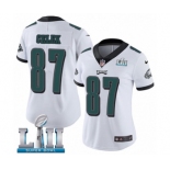 Women's Nike Philadelphia Eagles #87 Brent Celek White Vapor Untouchable Limited Player Super Bowl LII NFL Jersey