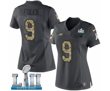 Women's Nike Philadelphia Eagles #9 Nick Foles Limited Black 2016 Salute to Service Super Bowl LII NFL Jersey
