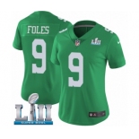 Women's Nike Philadelphia Eagles #9 Nick Foles Limited Green Rush Vapor Untouchable Super Bowl LII NFL Jersey