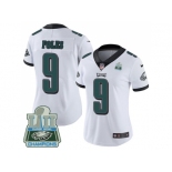 Womens Nike Philadelphia Eagles #9 Nick Foles White Super Bowl LII Champions Stitched NFL Vapor Untouchable Limited Jersey