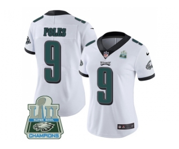 Womens Nike Philadelphia Eagles #9 Nick Foles White Super Bowl LII Champions Stitched NFL Vapor Untouchable Limited Jersey