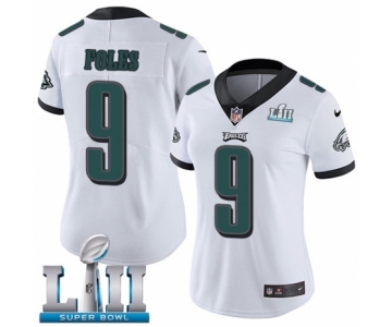 Women's Nike Philadelphia Eagles #9 Nick Foles White Vapor Untouchable Limited Player Super Bowl LII NFL Jersey