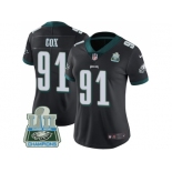 Womens Nike Philadelphia Eagles #91 Fletcher Cox Black Alternate Super Bowl LII Champions Stitched NFL Vapor Untouchable Limited Jersey