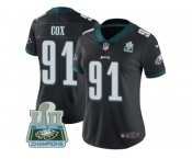 Womens Nike Philadelphia Eagles #91 Fletcher Cox Black Alternate Super Bowl LII Champions Stitched NFL Vapor Untouchable Limited Jersey