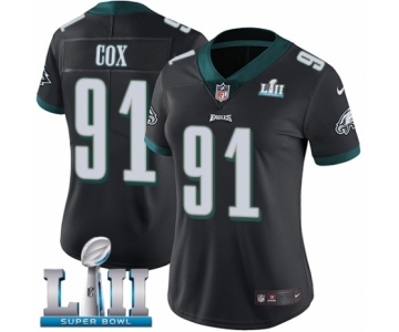 Women's Nike Philadelphia Eagles #91 Fletcher Cox Black Alternate Vapor Untouchable Limited Player Super Bowl LII NFL Jersey
