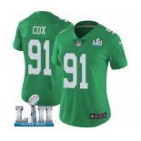 Women's Nike Philadelphia Eagles #91 Fletcher Cox Limited Green Rush Vapor Untouchable Super Bowl LII NFL Jersey